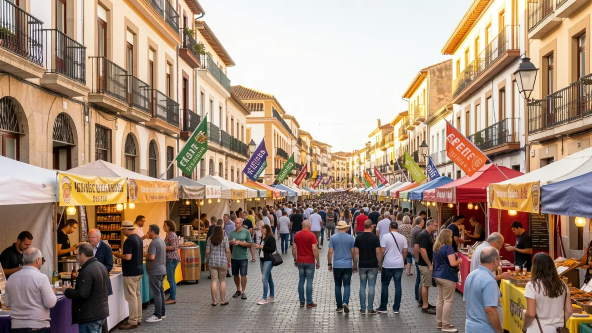 Generic image of a craft beer festival in Figueres with stalls and people.