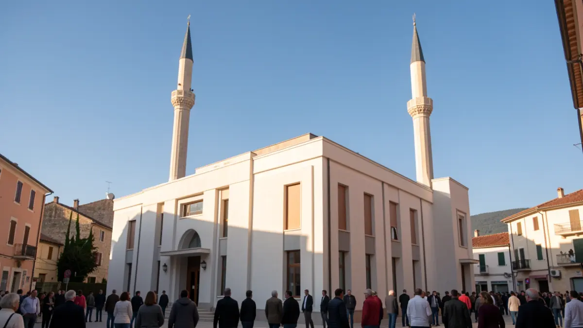 Imagen genérica de una mezquita moderna en un entorno urbano mediterráneo.