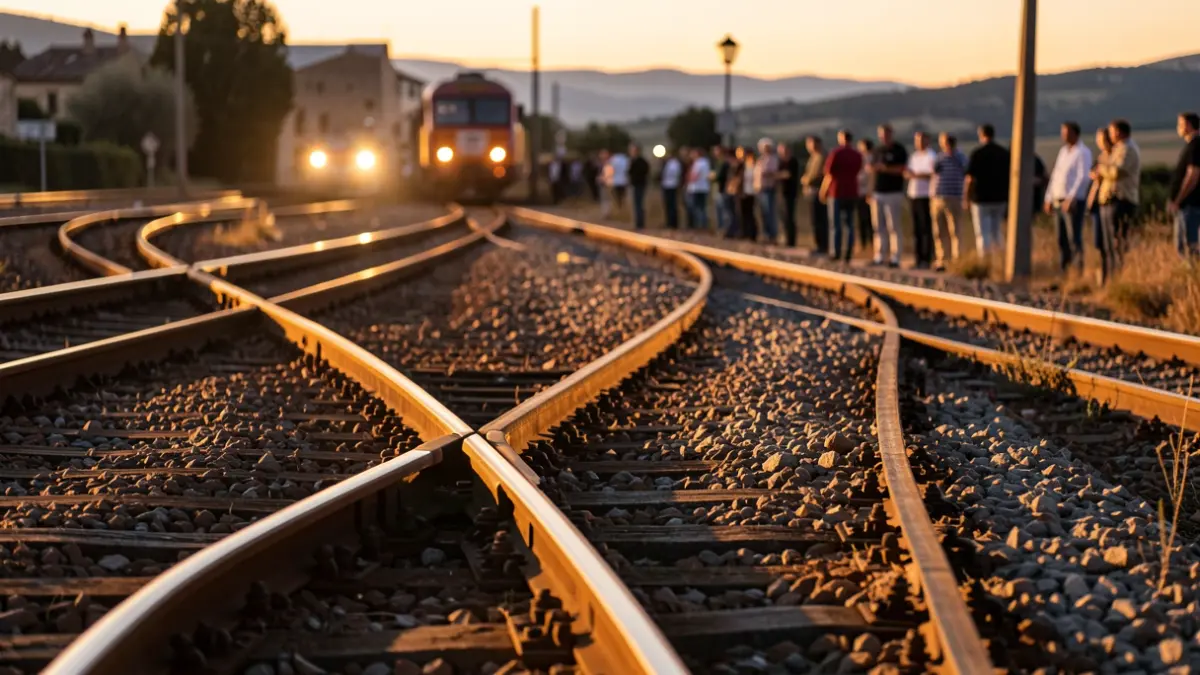 Generic image of train tracks at dusk.