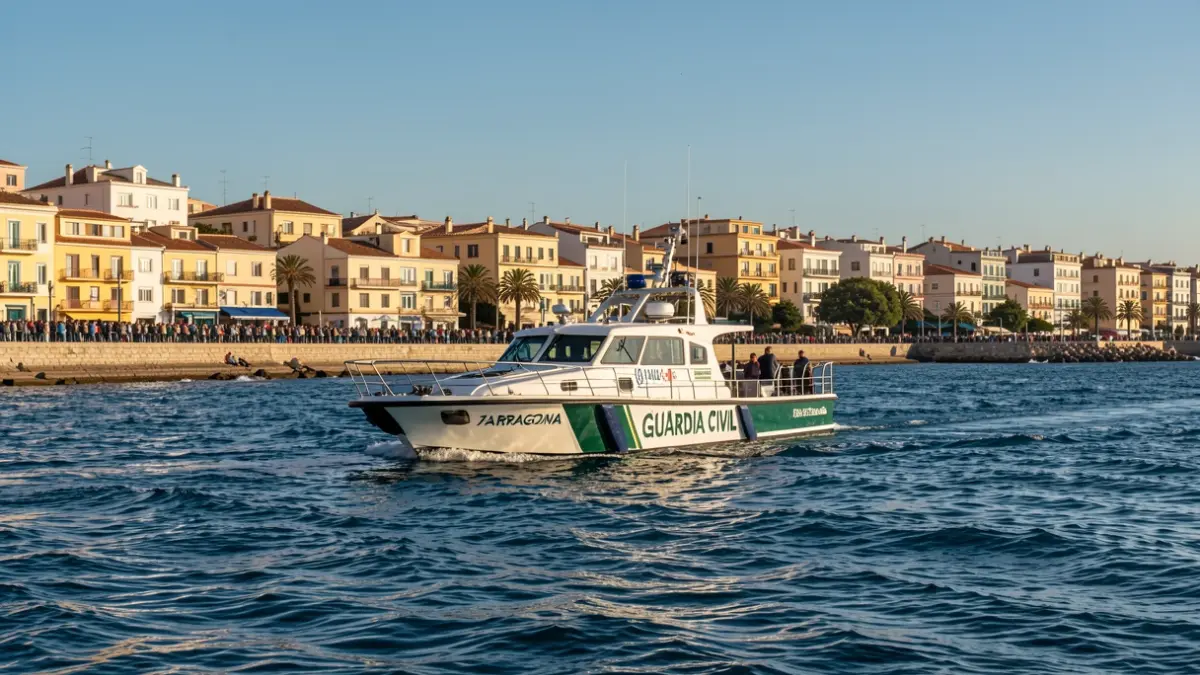 Guardia Civil patrol boat navigating the Tarragona coast.