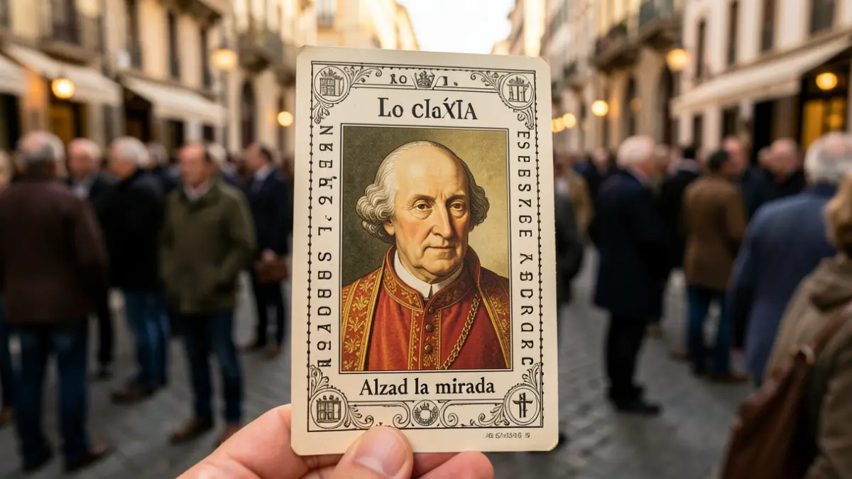 Imatge d'un cupó de la ONCE dedicat a la visita del Papa Lleó XIV a Espanya.
