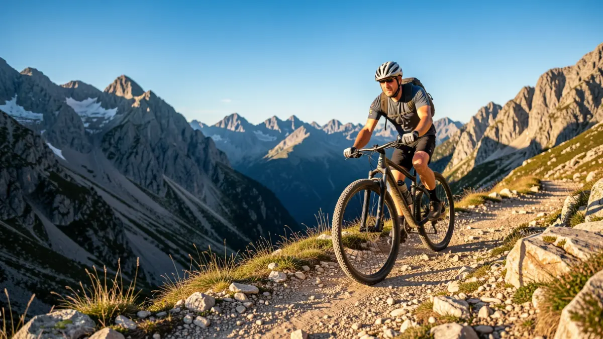 Imatge genèrica d'un ciclista en un recorregut de muntanya als Pirineus.