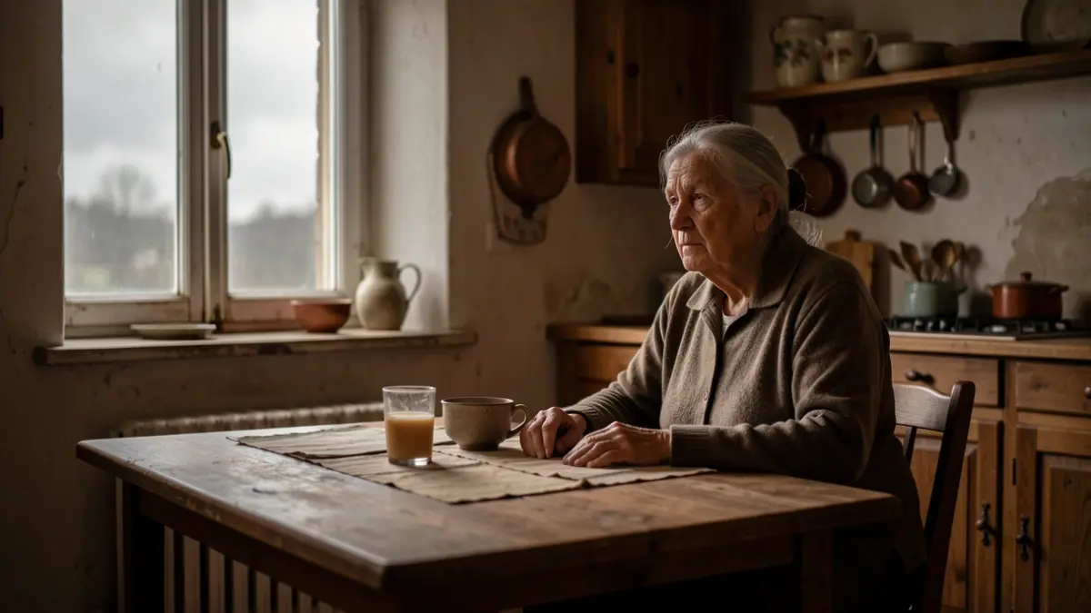 Generic image of an elderly woman in a rural kitchen.