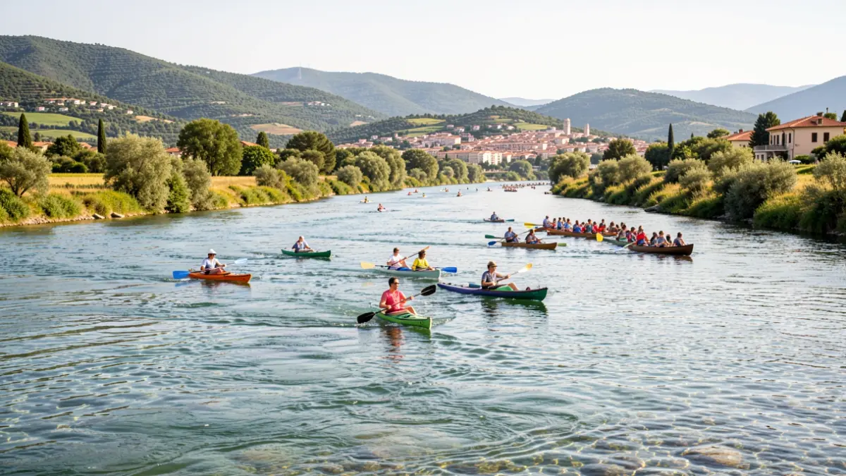 Imagen genérica de piraguas navegando por el río Ebro.