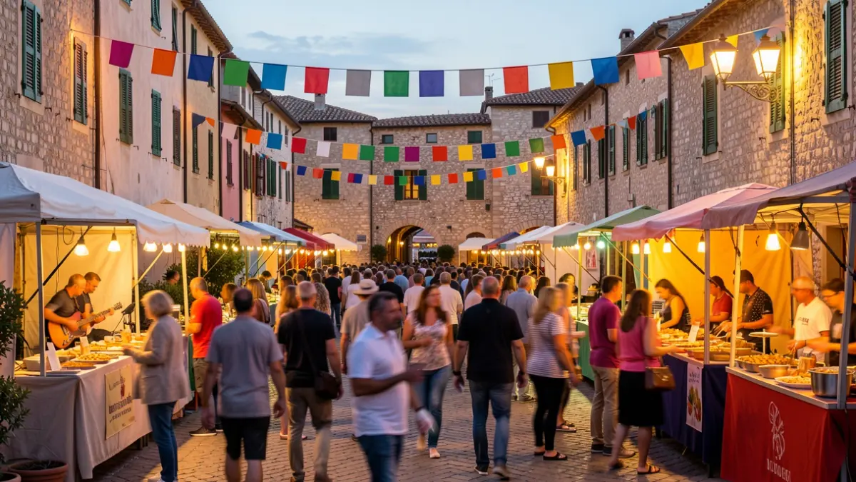 Generic image of an outdoor festival with people enjoying music and food.