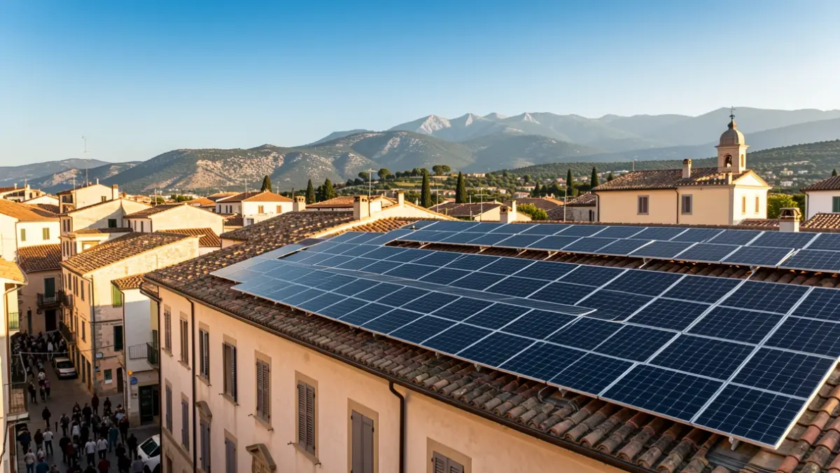 Imatge genèrica de panells solars en un edifici públic a Catalunya.