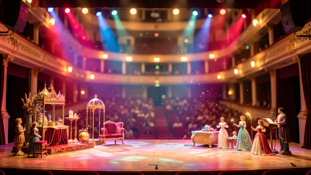 Imagen genérica de un escenario de magia con luces y elementos ilusorios.