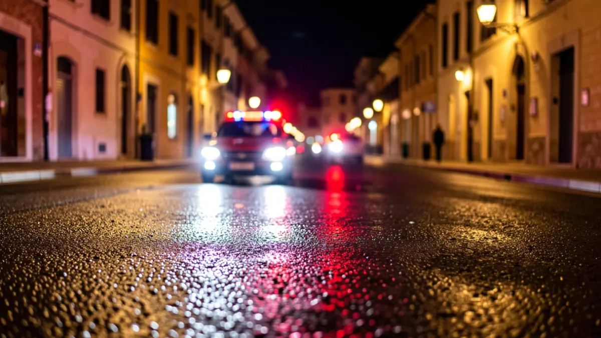Generic image of emergency lights in an urban night setting.
