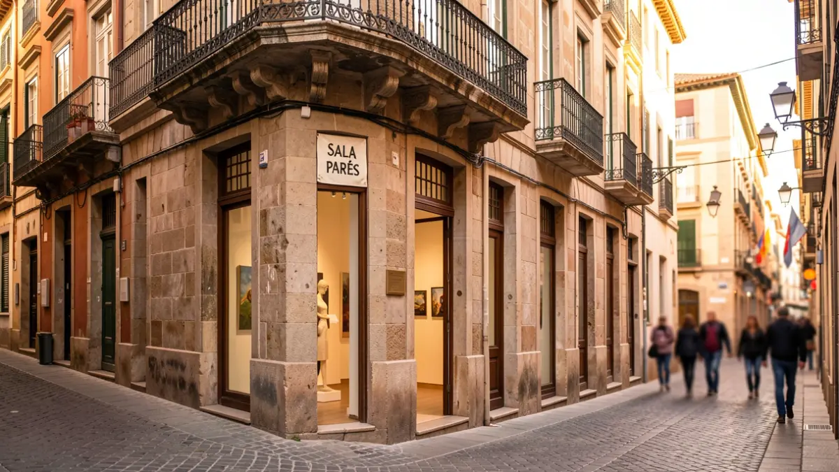 Fachada de la Sala Parés, una galeria d'art històrica a Barcelona.