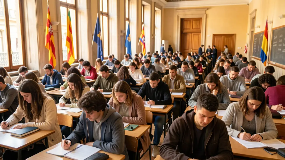 Students taking exams in Barcelona during the Selectividad.