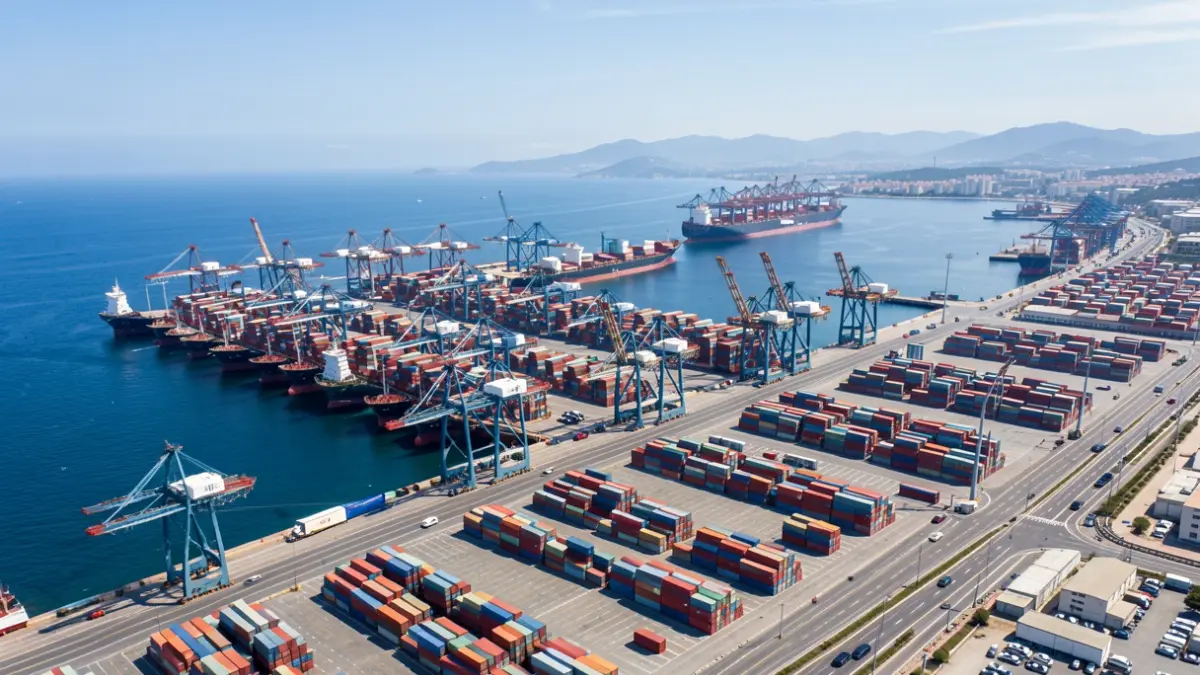 Vista aèria de la terminal de contenidors Best al Port de Barcelona.