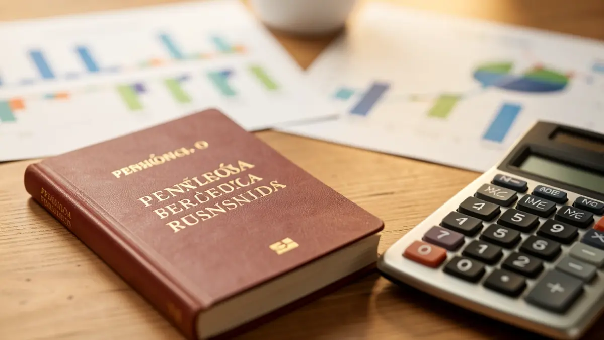 Imatge genèrica de llibres de pensions i una calculadora.