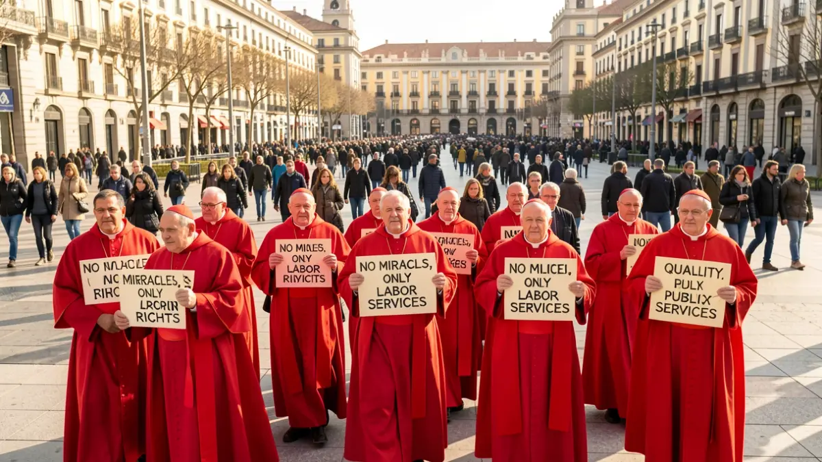 Imagen genérica de manifestantes disfrazados de papas y cardenales protestando en Barcelona.