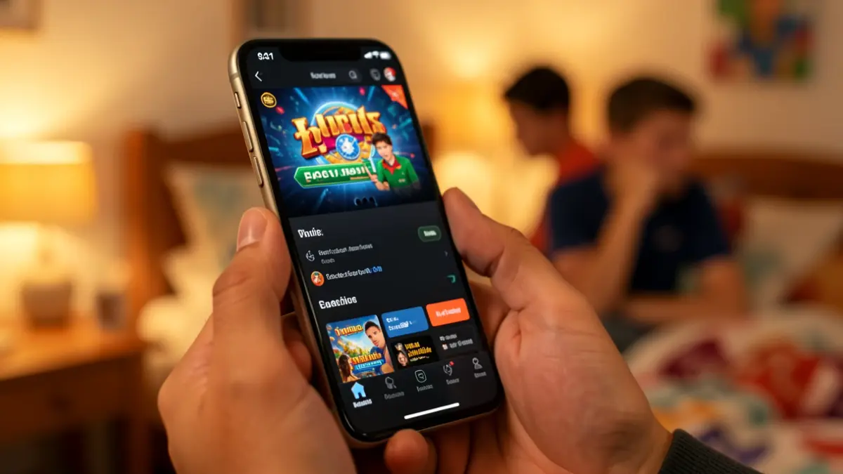 Generic image of a teenager gambling online on their mobile phone.