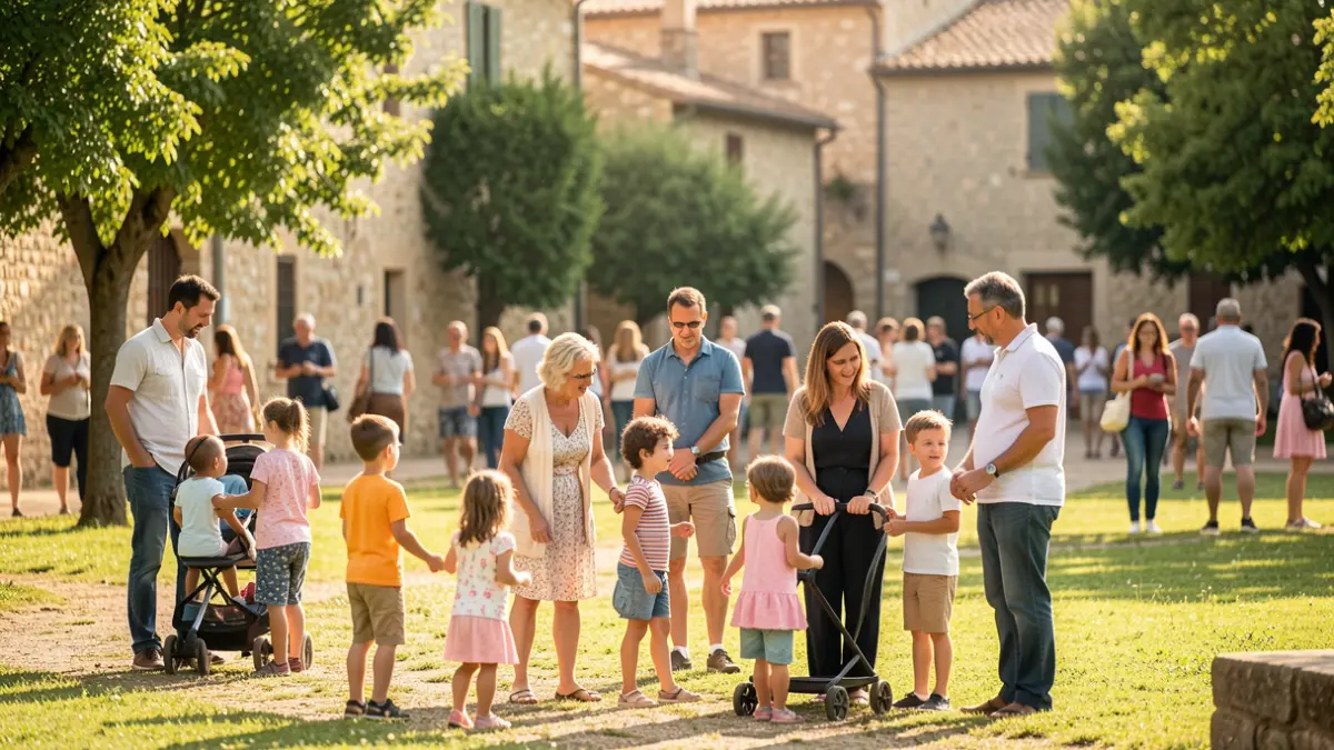 Imatge genèrica de famílies participant en una activitat a un parc públic.