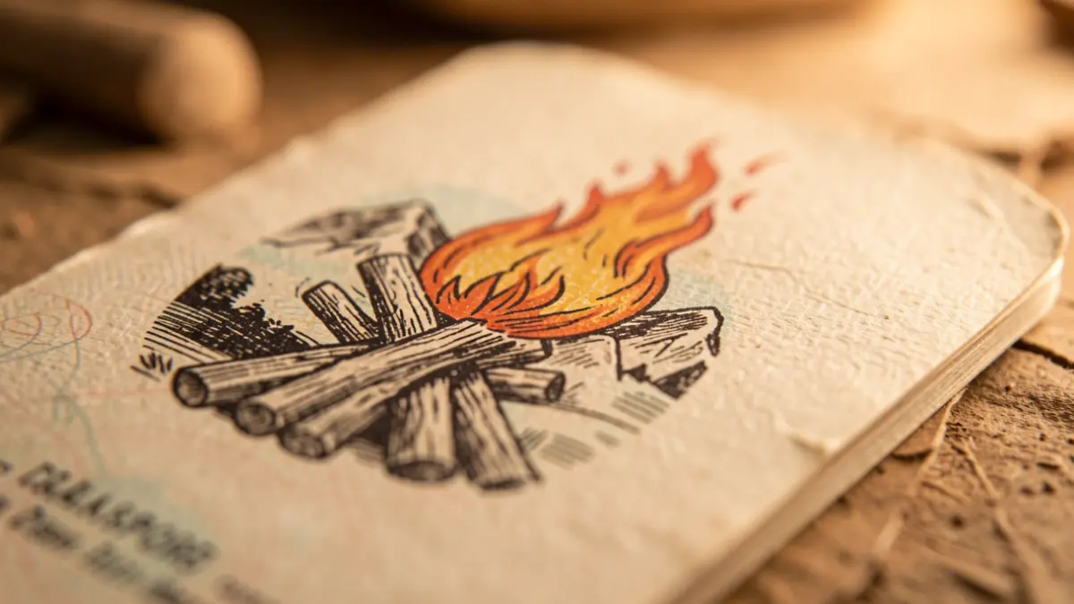 Generic hiking passport with bonfire motifs.