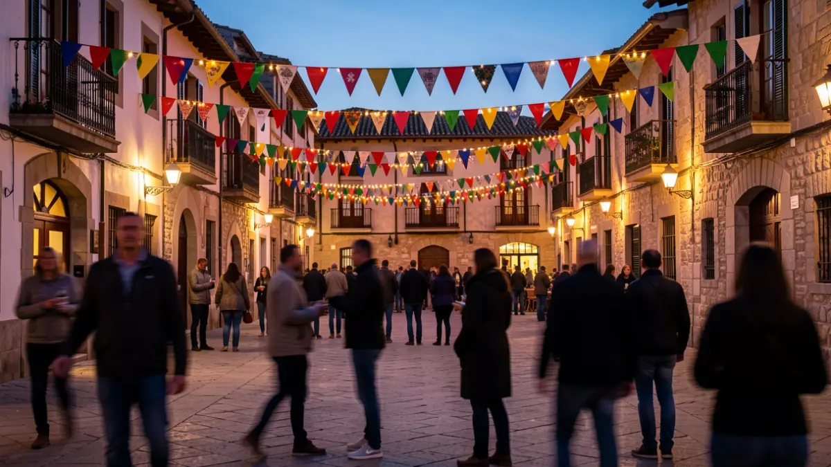 Imatge genèrica d'una plaça de poble mediterrani durant una festa.