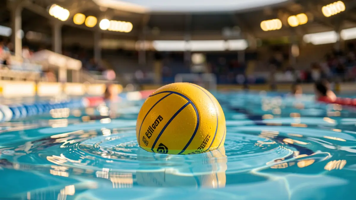 Imatge genèrica d'una pilota de waterpolo a l'aigua.