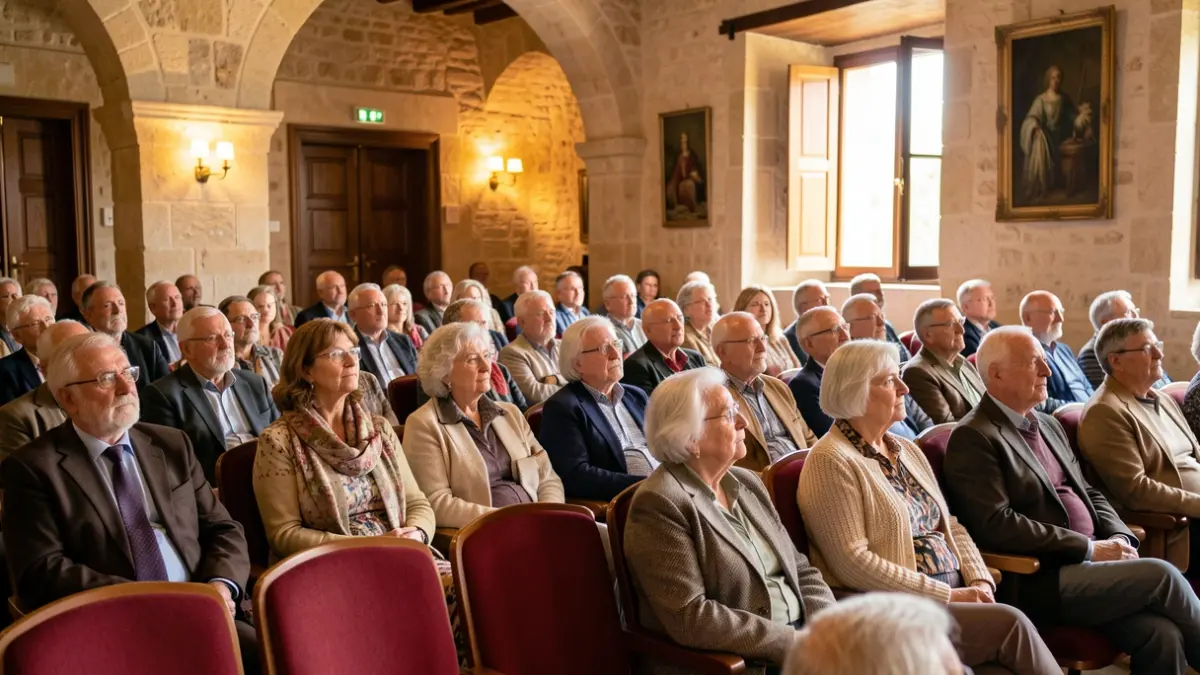 Imagen genérica de personas mayores asistiendo a una conferencia.