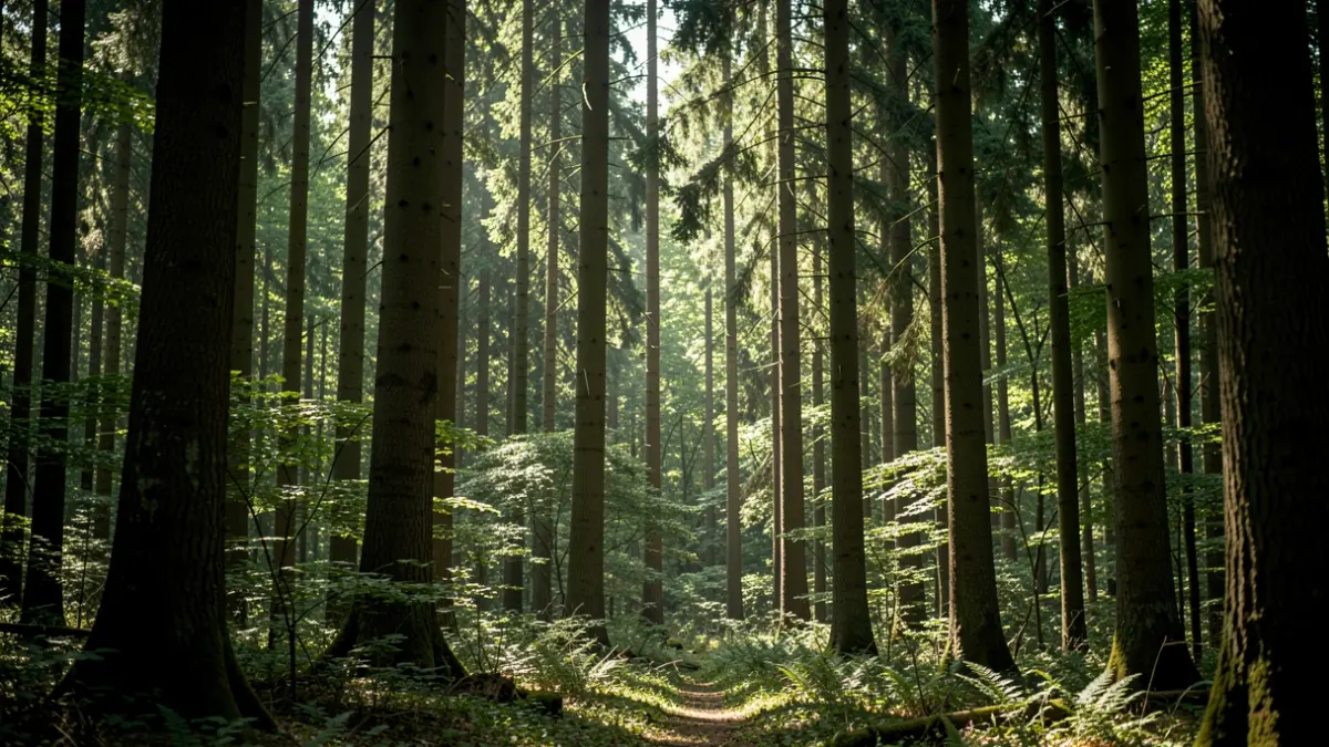 Imagen genérica de un bosque con luz filtrada.