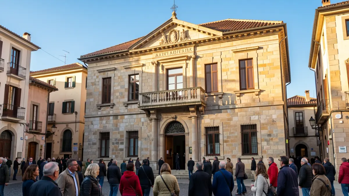 Imatge genèrica d'un ajuntament català amb arquitectura de pedra i balcó.