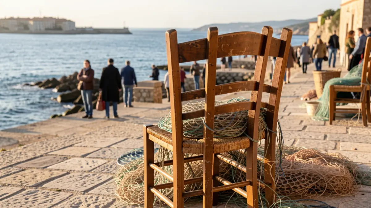 Sculpture of an iconic chair of the net-menders in Les Cases d'Alcanar.