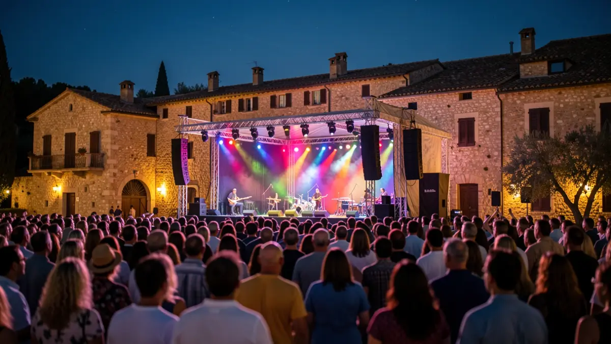 Generic image of an outdoor music festival with an illuminated stage.