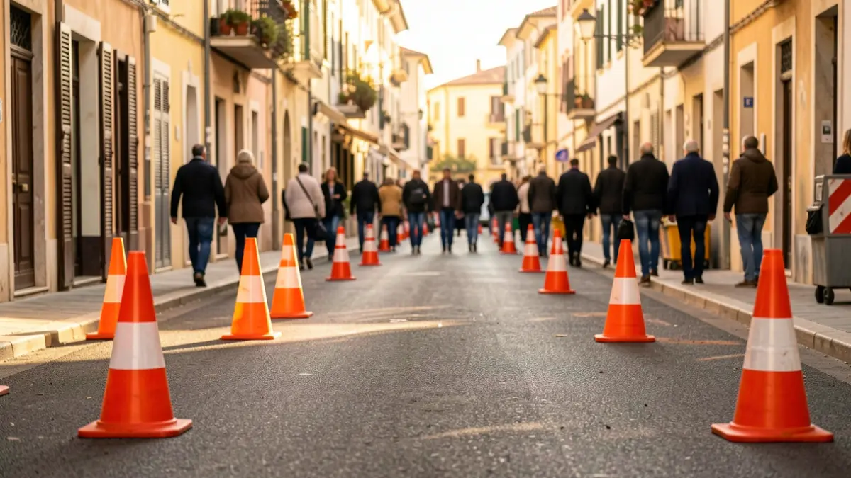 Generic image of street works with traffic signage.