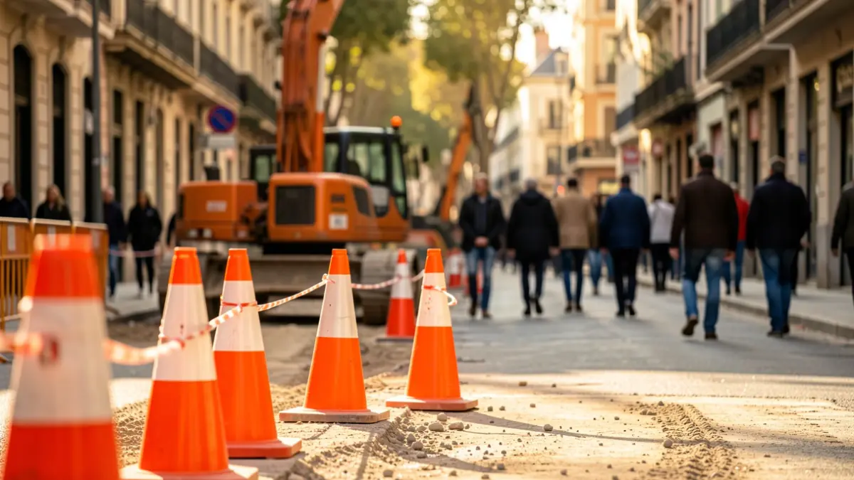 Generic image of construction work on Barcelona's Meridiana avenue.