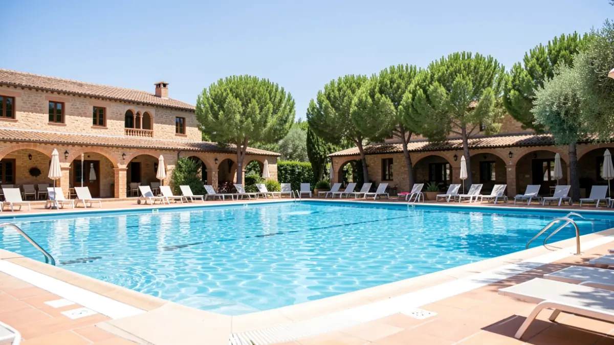 Generic image of public swimming pools in summer.
