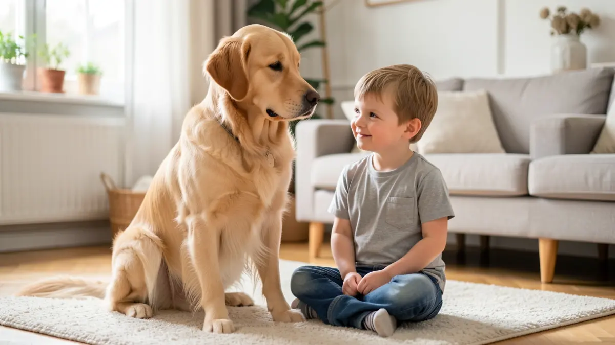 Generic image of a dog and a child in assisted therapy.