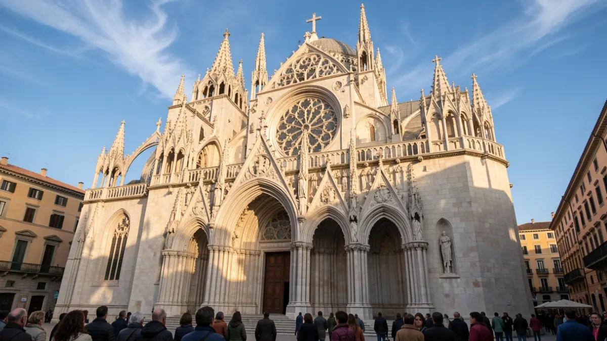 Fachada de la basílica de Santa Maria del Mar en Barcelona.