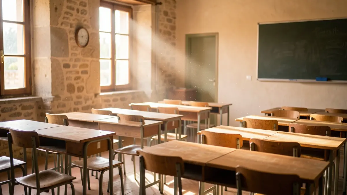 Imatge genèrica d'una aula buida al final del curs escolar.