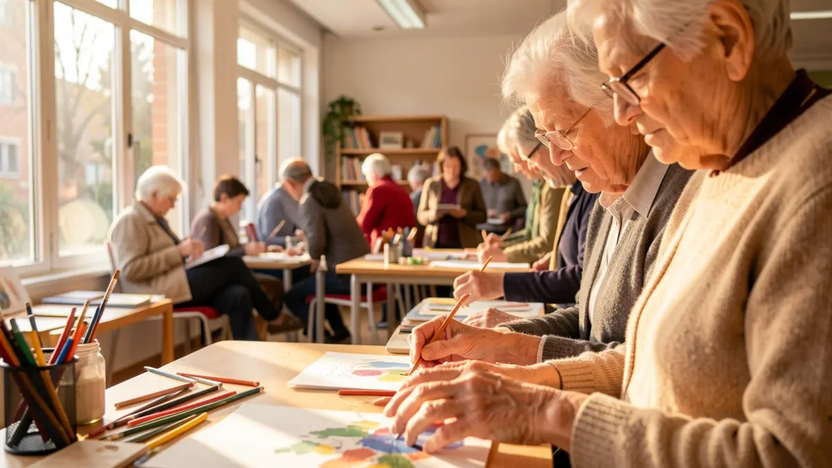 Personas mayores participando en un taller creativo en un centro cívico de Terrassa.