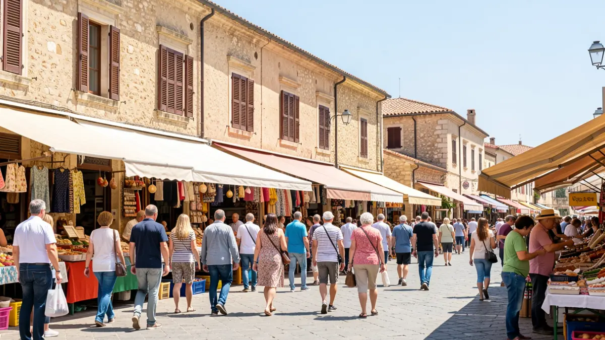 Generic image of an outdoor market with vendors.