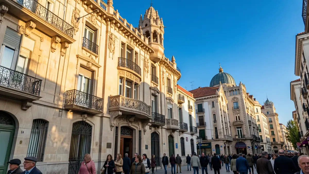 Facade of a historic modernist building in Reus.