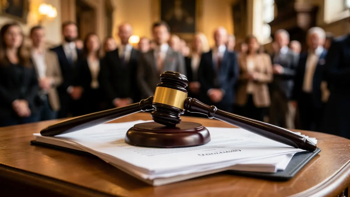 Imatge genèrica d'un martell de jutge sobre documents legals.