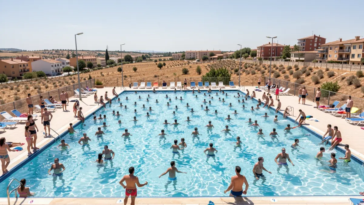 Imatge genèrica de piscines municipals plenes de gent durant una onada de calor.