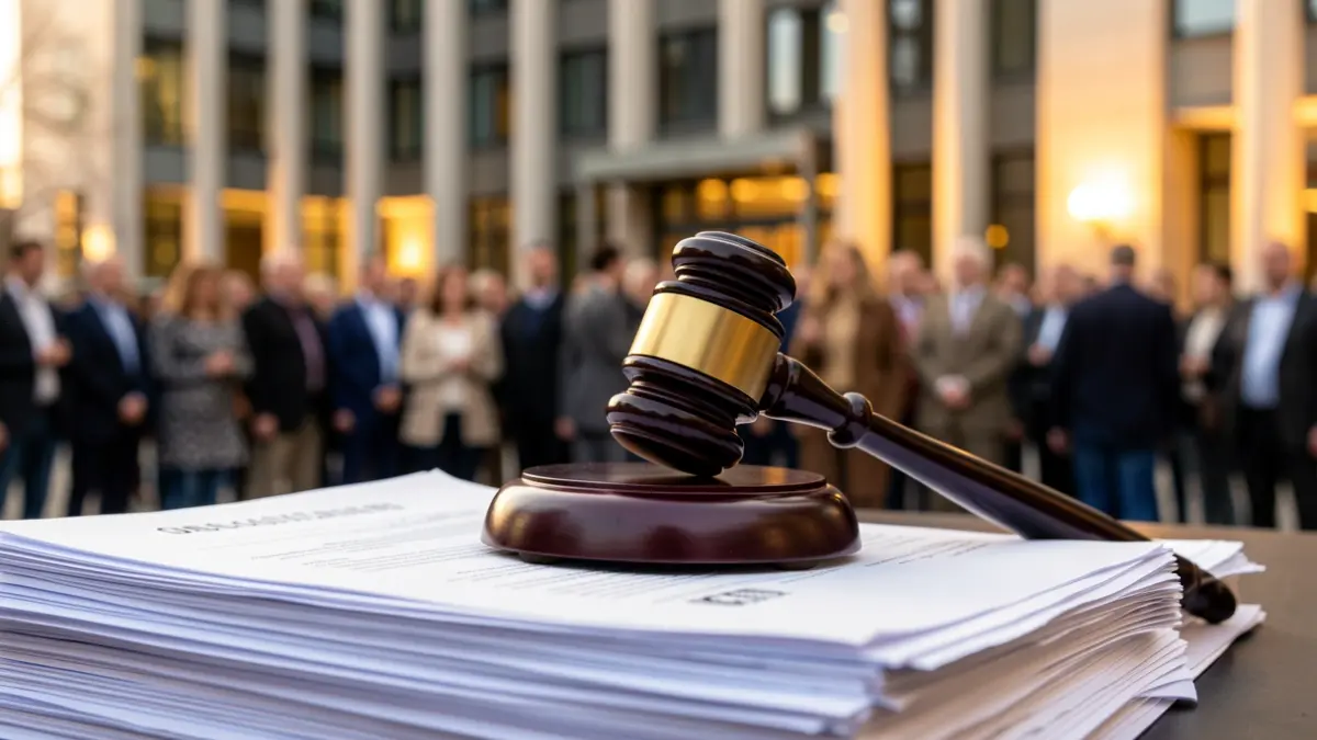 Imatge genèrica d'un martell de jutge sobre documents oficials.
