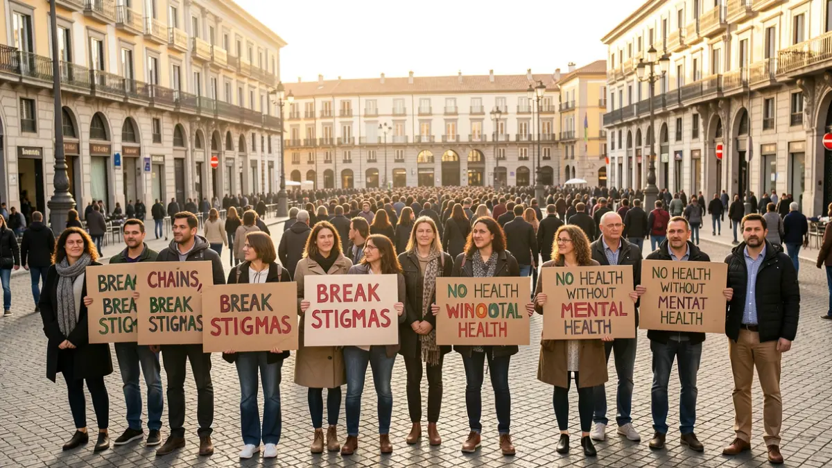 Generic image of a mental health protest in Barcelona.
