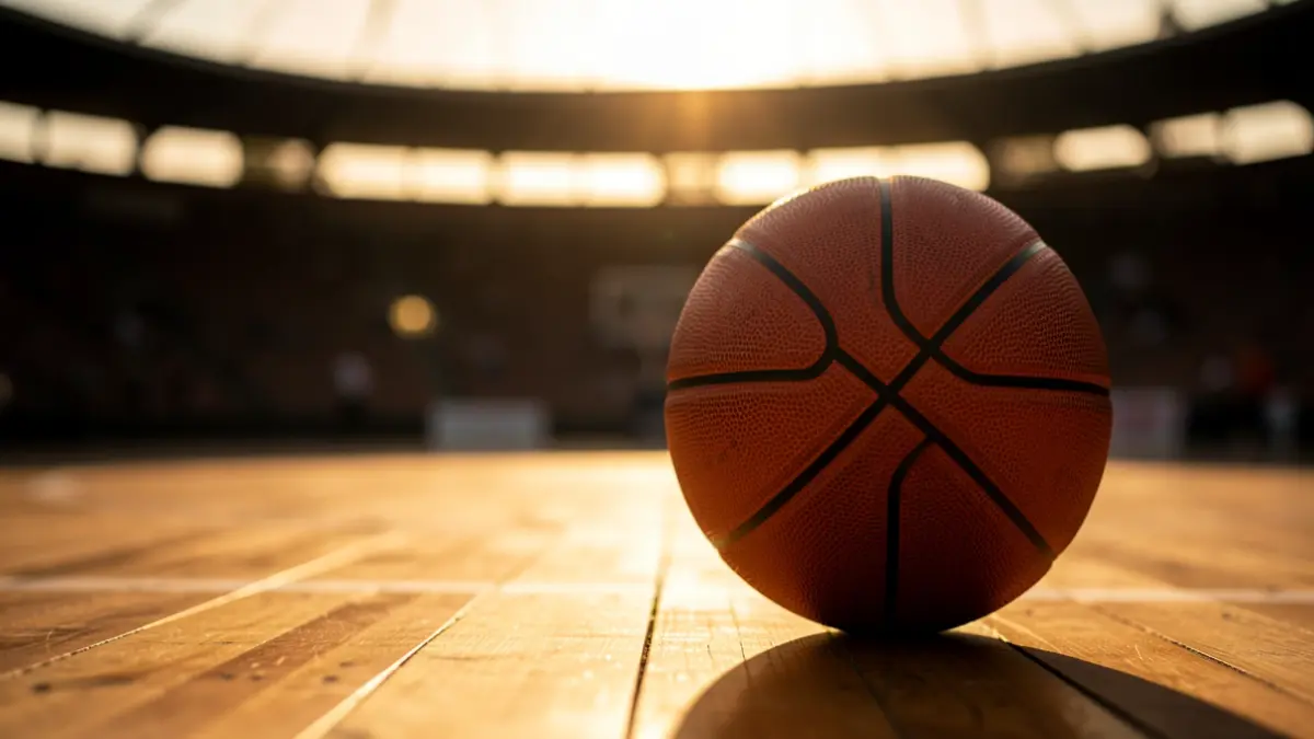 Generic image of a basketball on a court.