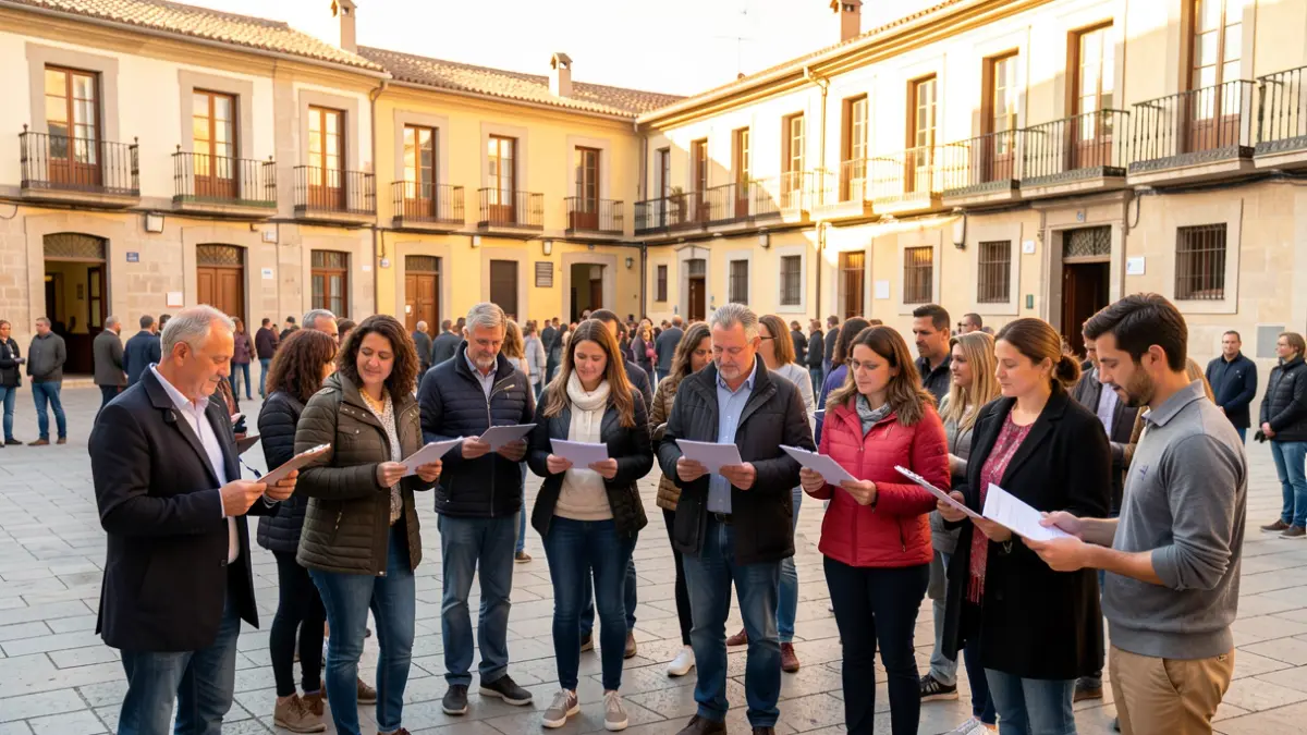 Imagen genérica de voluntarios participando en una encuesta ciudadana en una plaza catalana.