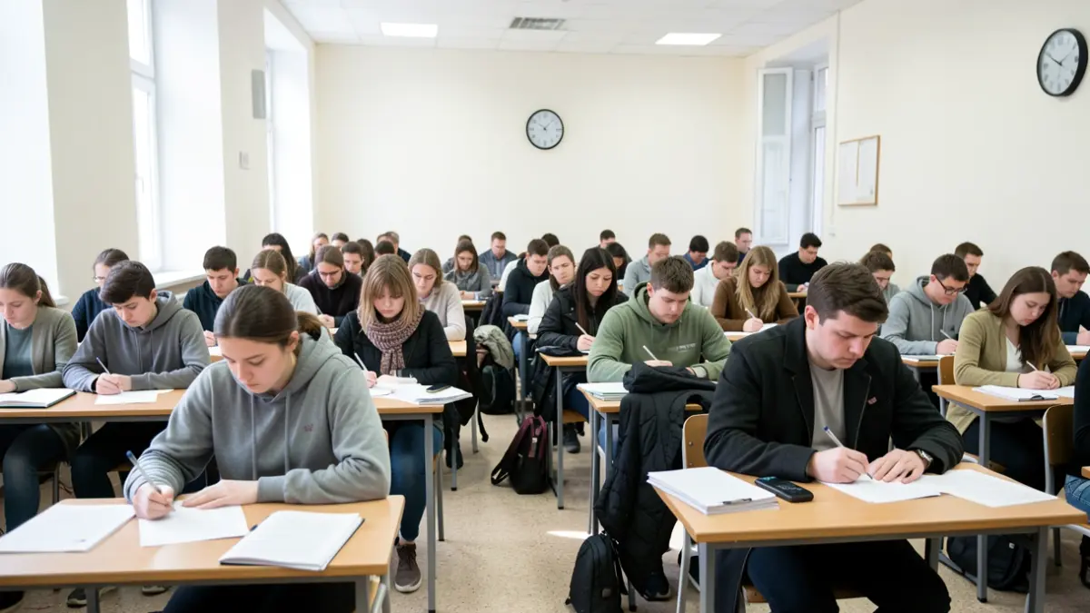 Generic image of students taking exams.
