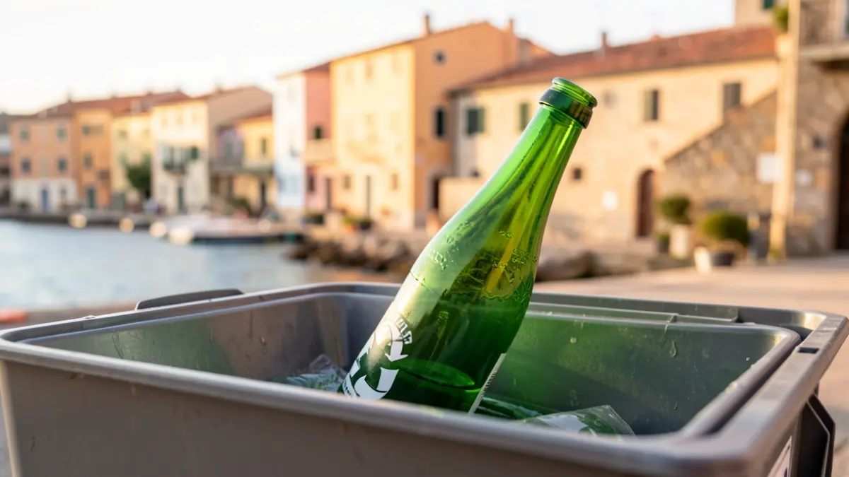 Generic image of glass recycling in a coastal setting.