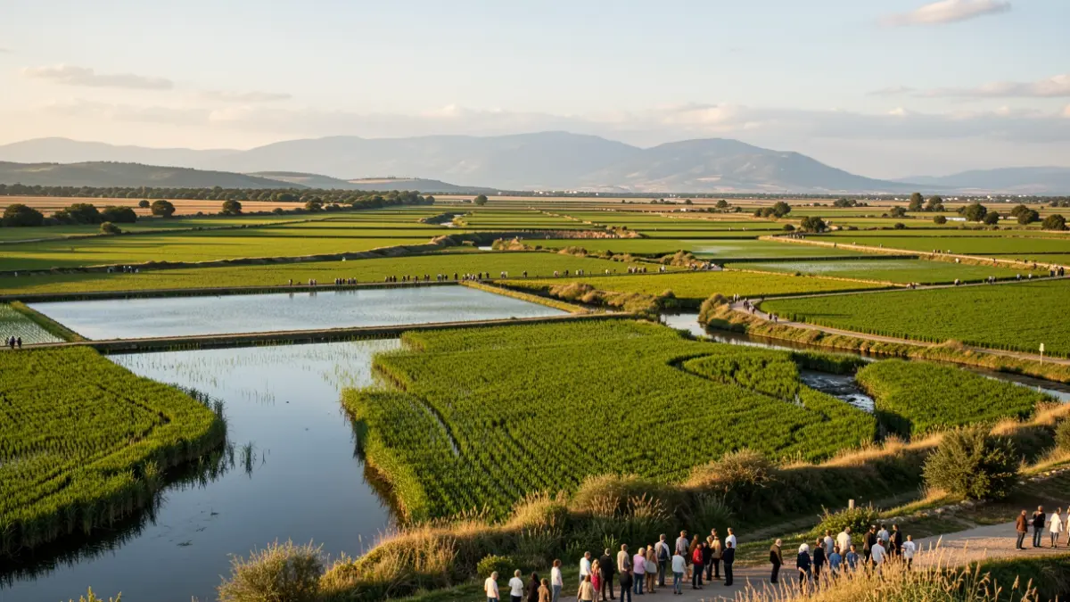 Imatge genèrica del paisatge de les Terres de l'Ebre amb camps d'arròs.