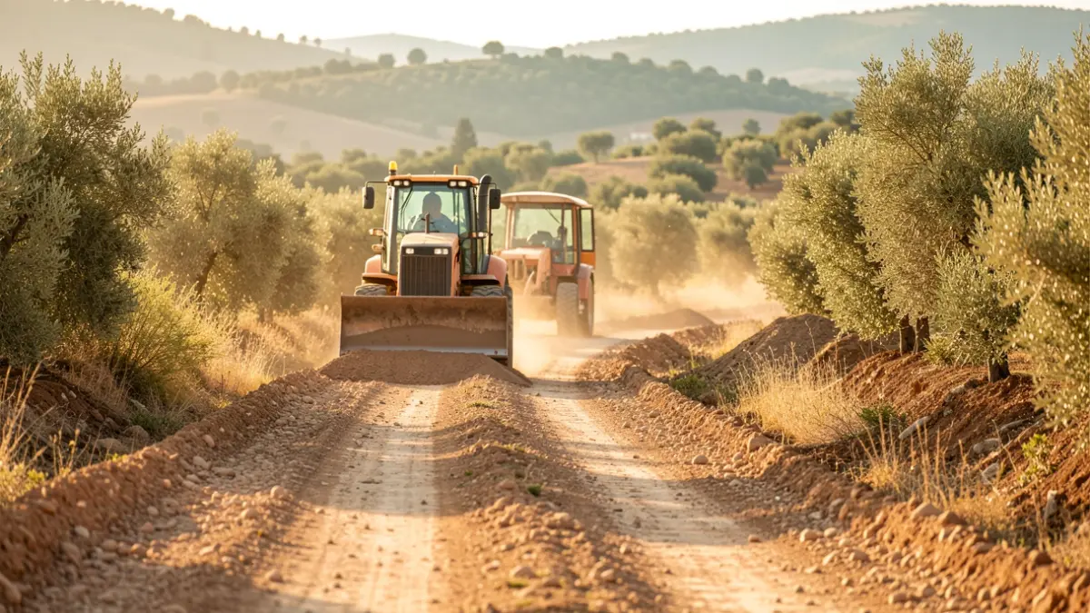 Imagen genérica de obras de mantenimiento en un camino rural en Cataluña.