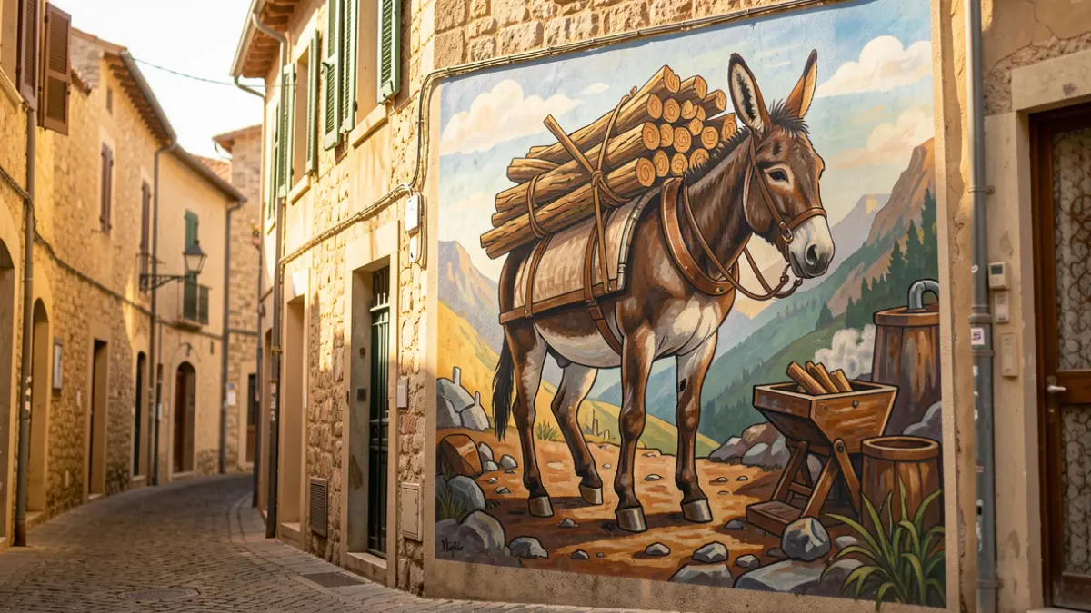 Murales artísticos sobre el hierro y la forja en el barrio de la Estación de Campdevànol.