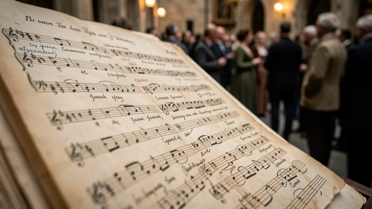 Generic image of old musical scores with annotations.