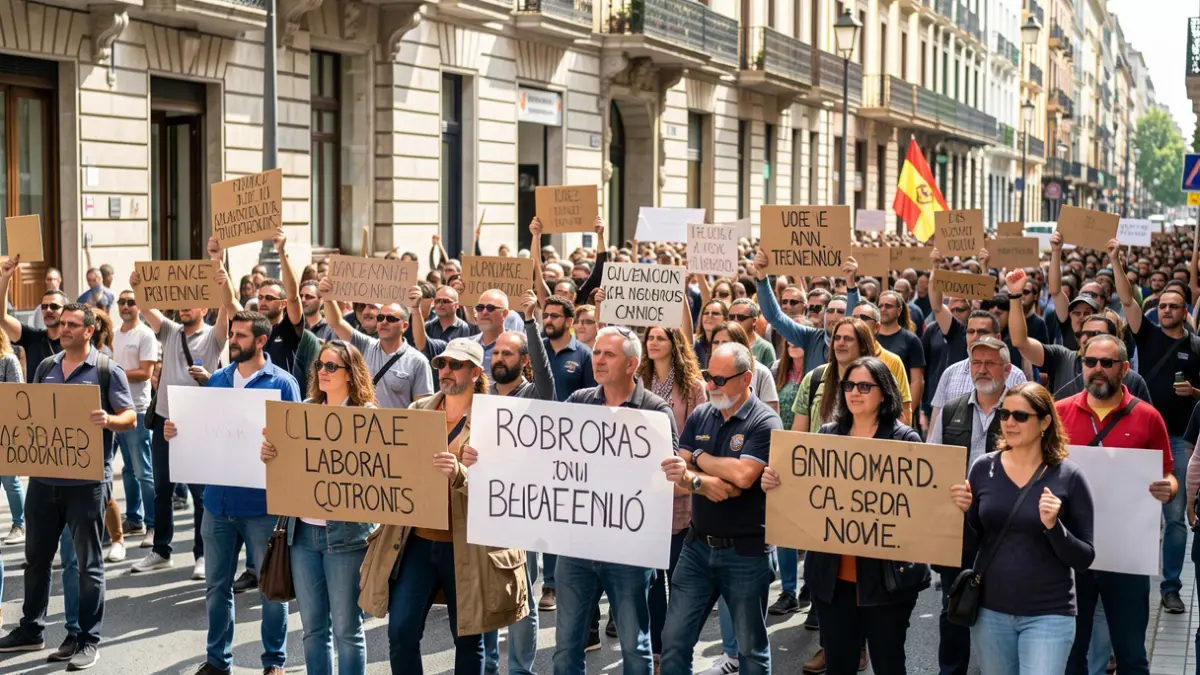 Generic image of a labor protest in Barcelona.