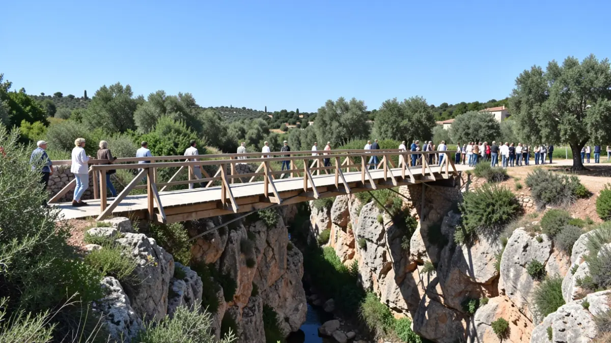 Generic image of a wooden footbridge over a ravine.